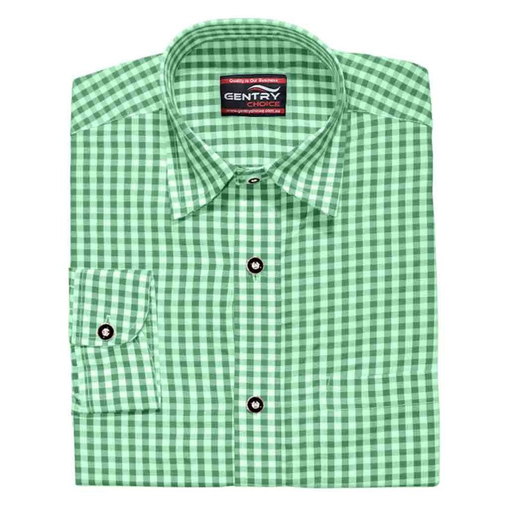 Green Bavarian Checked Button Down Shirt | Oktoberfest Outfit | Traditional